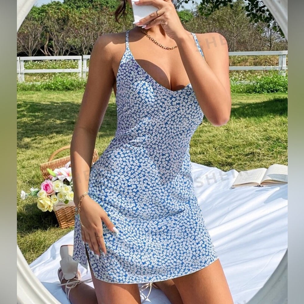 Criss-Cross Backless Split Cami Dress